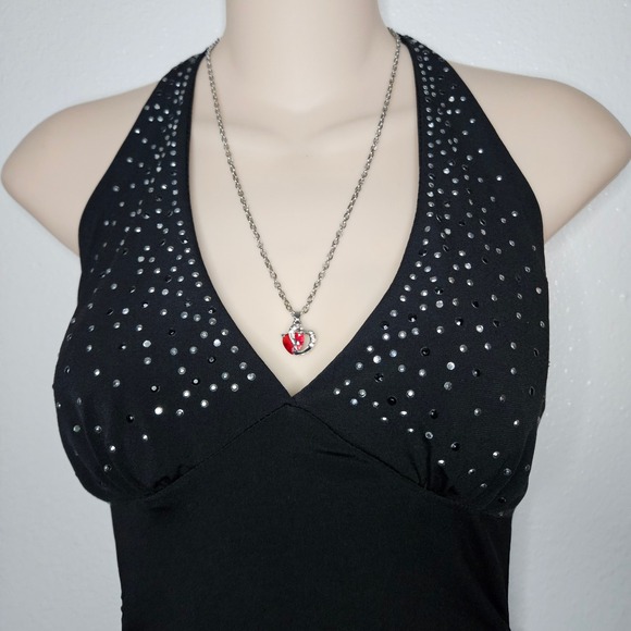 Ruby Rox Black Rhinestone Halter Dress - Picture 3 of 8
